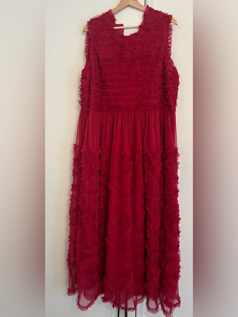 Boden Red Ruffled Sleeveless Maxi Dress